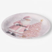 Pastellrosa Weihnachtsmann Pappteller (Schrägansicht)