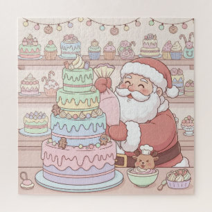 Pastellrosa Weihnachtsmanns Süßigkeitenladen-Kuche Puzzle