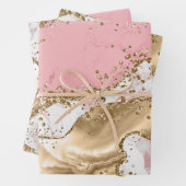 Pastellrosa & Weiß & Glitzer Agate Geschenkpapier Set (Beispiel)