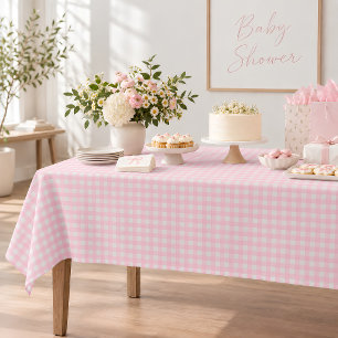 Pastellrosa-weiß kariertes Baby-Shower-Muster Tischdecke