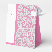 Pastellrosa-weiße Damastelhochzeit Geschenkschachtel (Rückseite)