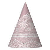 Pastellrosa, weiße Spitzentextur Partyhütchen (Links)