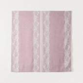 Pastellrosa, weiße Spitzentextur Wandteppich (Vorderseite (Horizontal))