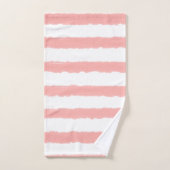 Pastellrosa Weiße Wasserfarben Streifen Badhandtuch Set (Handtuch)