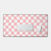 Pastellrosa Weißes, einfaches Wavy-Checkerboard-Mu Schreibtischunterlage (Tastatur & Maus)