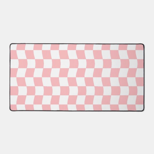 Pastellrosa Weißes, einfaches Wavy-Checkerboard-Mu Schreibtischunterlage (Vorderseite)