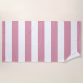 Pastellrosa-weißes gestreiftes Muster Strandtuch (Vorderseite)