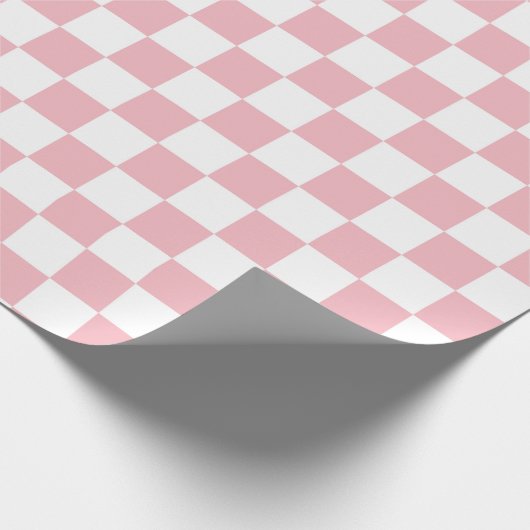 Pastellrosa, weißes Karo Prüfpappmuster Geschenkpapier (Ecke)