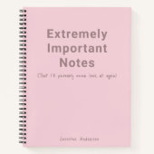 Pastellrosa Wichtige Hinweise Einfache Texte Notizblock (Vorderseite)