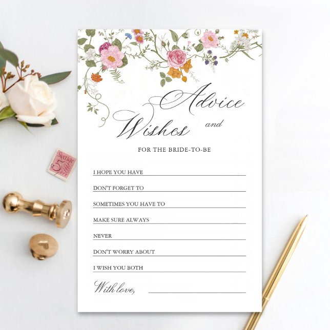 Pastellrosa Wildblume Beratung & Wünsche Karte (Von Creator hochgeladen)