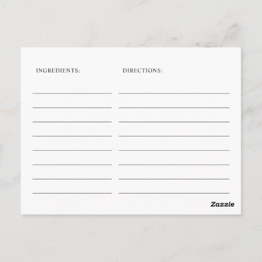 Pastellrosa Wildblume Brautparty Rezept Karte (Rückseite)