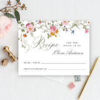 Pastellrosa Wildblume Brautparty Rezept Karte
