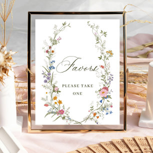 Pastellrosa Wildblume Favoriten Zeichen Poster