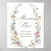 Pastellrosa Wildblume Mimosa Bar Sign Poster (Vorne)