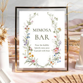Pastellrosa Wildblume Mimosa Bar Sign Poster