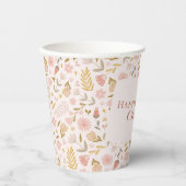 Pastellrosa-Wildblume Pappbecher (Vorderseite)