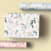 Pastellrosa Wildblume Wasserfarbe Geschenkpapier Set