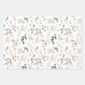 Pastellrosa Wildblume Wasserfarbe Geschenkpapier Set (Vorderseite)