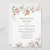 Pastellrosa Wildblumen Probe Abendessen Einladung (Vorderseite)