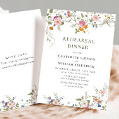 Pastellrosa Wildblumen Probe Abendessen Einladung