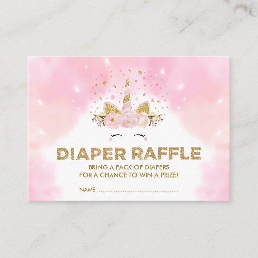 Pastellrosa Wolken Magische Einhorn-Windeln-Windel Begleitkarte (Vorderseite)
