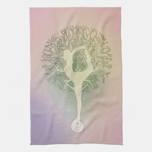 Pastellrosa-Yoga-Baum Handtuch (Vertikal)
