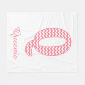 Pastellrosa Zickzack Buchstaben Q Design Fleecedecke (Vorderseite (Horizontal))