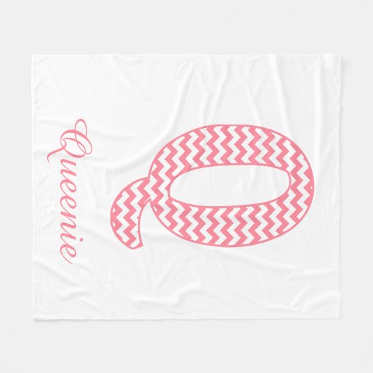 Pastellrosa Zickzack Buchstaben Q Design Fleecedecke (Vorderseite (Horizontal))