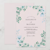 Pastellrosane Blätterhochzeit Einladung (Vorne/Hinten)