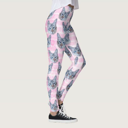 Pastellrosatito-Katze Leggings (Rechts)