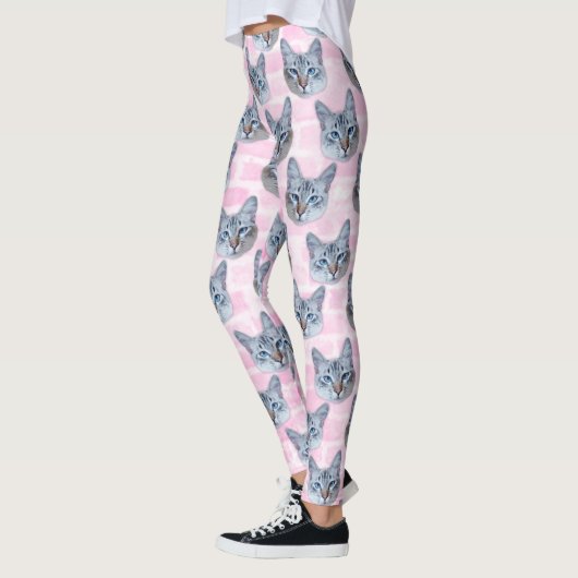 Pastellrosatito-Katze Leggings (Links)