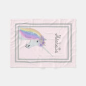Pastellrosaunicorn-personalisierte mit Blumendecke Fleecedecke (Vorderseite (Horizontal))
