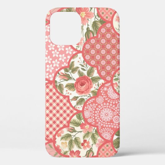 Pastellrosen Blumen-Patchwork-Muster Case-Mate iPhone Hülle (Rückseite)