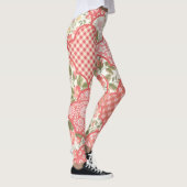 Pastellrosen Blumen-Patchwork-Muster Leggings (Rechts)