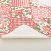 Pastellrosen Blumen-Patchwork-Muster Sherpadecke (3/4)