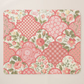 Pastellrosen Blumen-Patchwork-Muster Sherpadecke (Vorderseite (Horizontal))