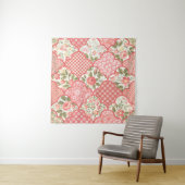 Pastellrosen Blumen-Patchwork-Muster Wandteppich (Beispiel)