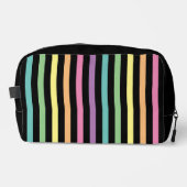 Pastellrost Muster auf schwarzen Streifen Waschbeutel (Vorderseite)