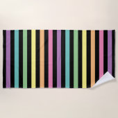 Pastellrost und schwarz Streifen Muster Strandtuch (Vorderseite)