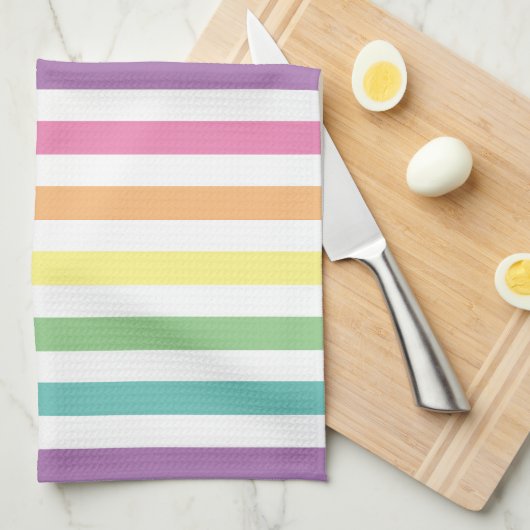 Pastellrost und Weiße Streifen Muster Streifen Str Geschirrtuch (Viertel Falte)
