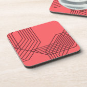 Pastellrot, einfach, modern, geometrisch getränkeuntersetzer (Linke Seite)