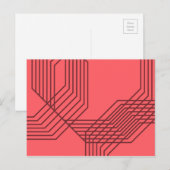 Pastellrot, einfach, modern, geometrisch postkarte (Vorne/Hinten)