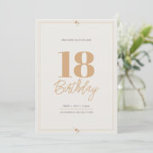 Pastellsand beige elegant 18's Geburtstag Einladung (Stehend Vorderseite)