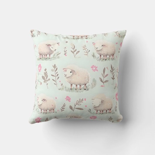 Pastellschaf und Blumenmuster Kissen (Rückseite)