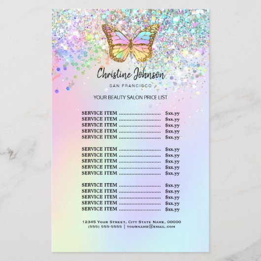 Pastellschmetterling Schönheitssalon Flyer (Vorne)