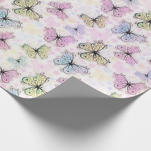 Pastellschmetterlinge Geschenkpapier (Ecke)