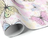 Pastellschmetterlinge Geschenkpapier (Rolleneckpunkt)