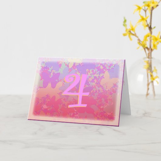 Pastellschmetterlinge Karte (Gelbe Blume)