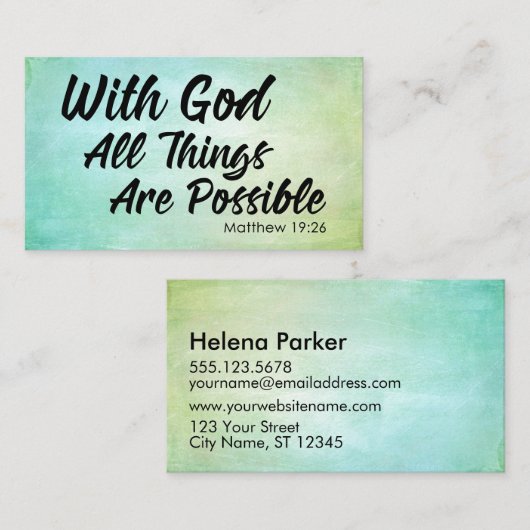 PastellSchmutz-Matthew-19:26 Schrift, die Karte (Vorne/Hinten)