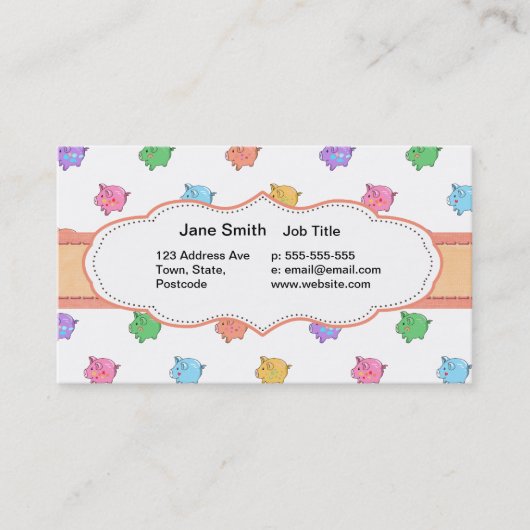 Pastellschwein-Muster Visitenkarte (Vorderseite)